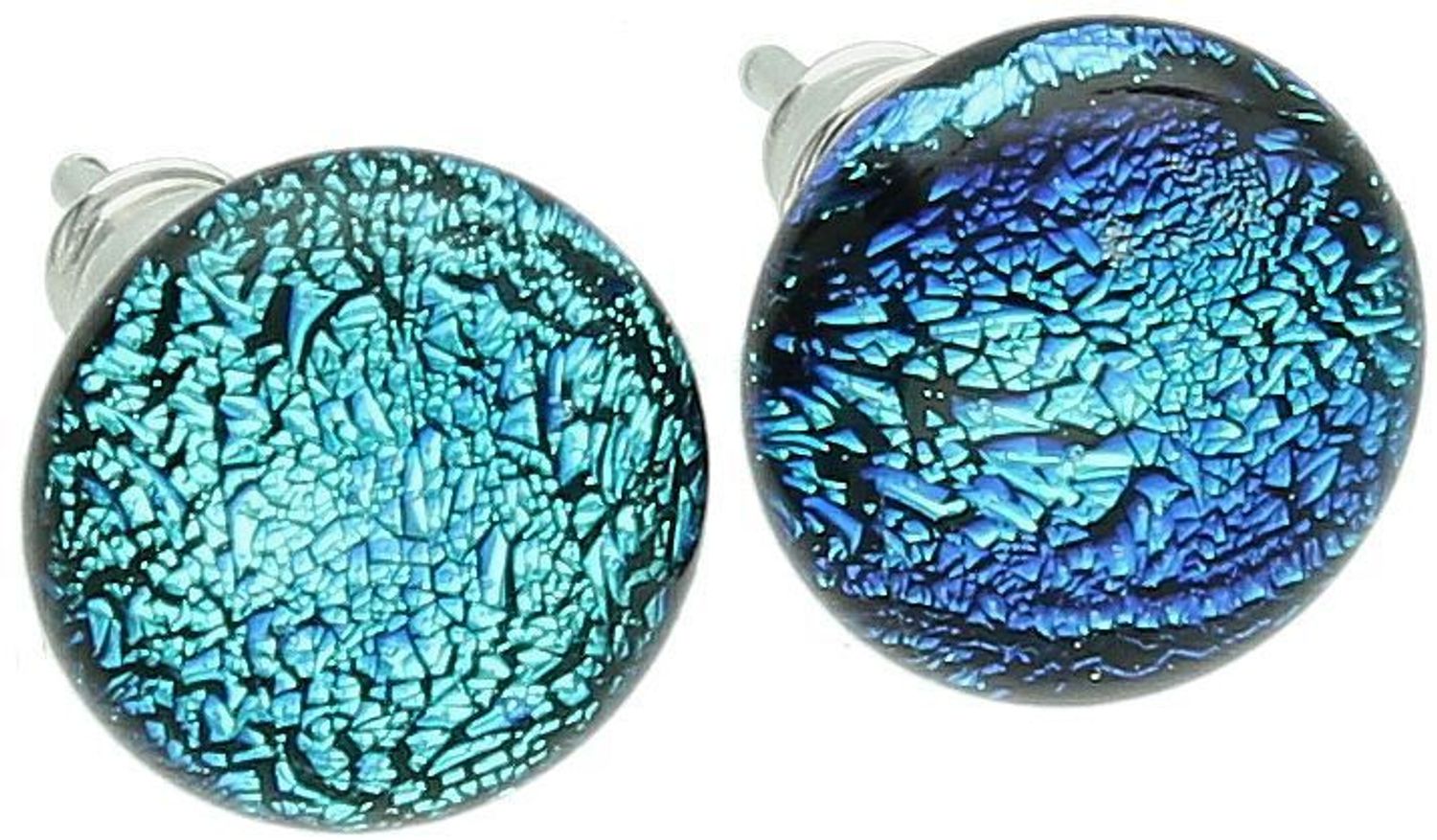 Kolczyki damskie srebrne 925 z turkusowym szkłem Murano – model Murano 58. Ręcznie robione, okrągłe, zapięcie na sztyft, waga 2,70 g, wielkość 1 cm. Eleganckie i artystyczne!1.jpg